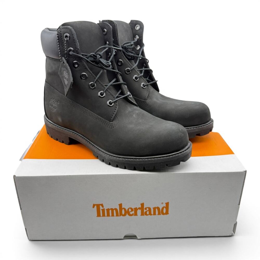 Timberland Men's Premium 6-Inch Waterproof Boot Black Wheat Nubuck Leather NIB